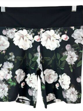Victoria’s Secret Women's Sportswear Floral Bike Shorts Black-White Size Medium